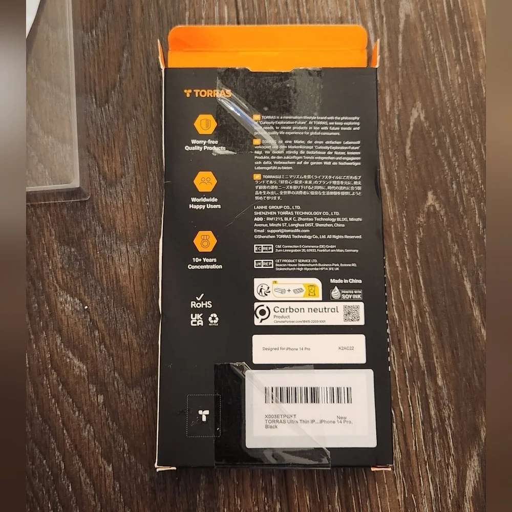 📱Torras Black Phone Case for iPhone 14 Pro – Ultra Thin – New (Open Box)